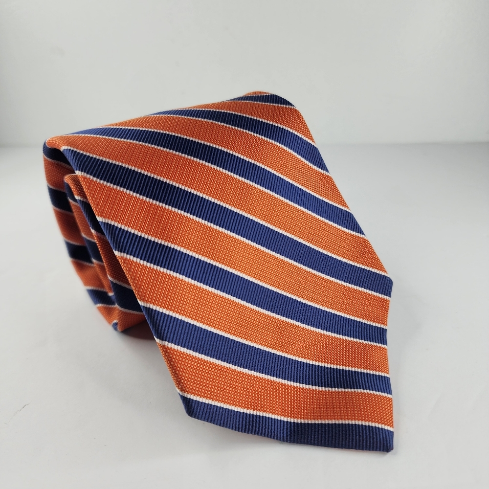 TOMMY HILFIGER Orange & Blue Silk Tie.